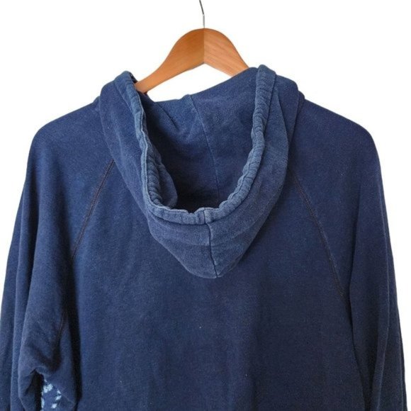 PRPS Goods Indigo Blue Distressed Hooded Sweatshirt 2XL Kangaroo Pocket Slim aci - Picture 13 of 16